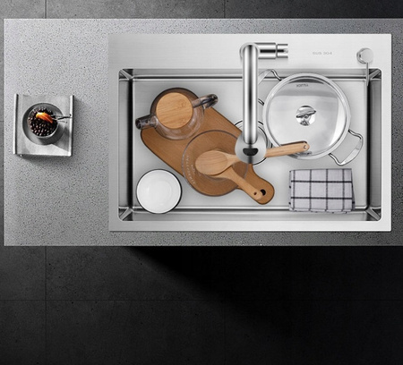 Zlewozmywak jednokomorowy ZLEW KUCHENNY STALOWY INOX 65x45 cm NIERDZEWNY