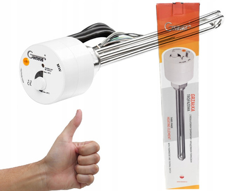 GRZAŁKA DO BOJLERA BUFORA Z TERMOSTATEM 3kW 3000W 6/4'' 3-FAZOWA Z MIEDZI
