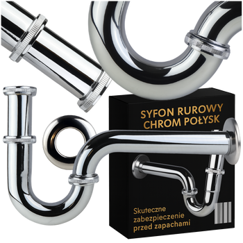 SYFON RUROWY UMYWALKOWY CHROM POŁYSK Stal Nierdzewna do umywalki odpływ 32