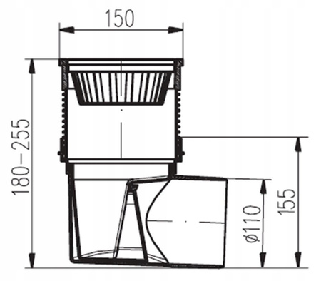 KRATKA ŚCIEKOWA Z SYFONEM 110 Kratka Odpływowa 15x15 SUCHY SYFON ANTYZAPACH