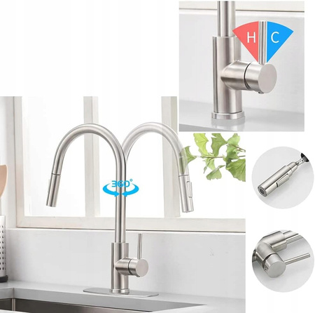 BATERIA KUCHENNA Z WYCIĄGANĄ WYLEWKĄ STOJĄCA ZMIANA NATRYSKU KRAN KUCHENNY