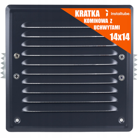 KRATKA WENTYLACYJNA ZEWNĘTRZNA 14x14 Kominowa Metalowa GRAFIT Z ŁAPKAMI