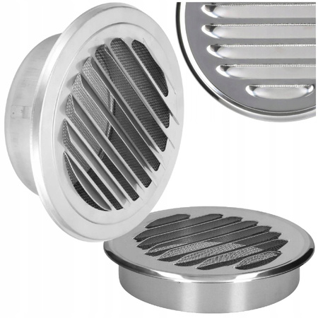 Zestaw wentylacyjny przez ścianę 100mm kratka Nawiewnik Ścienny regulowany