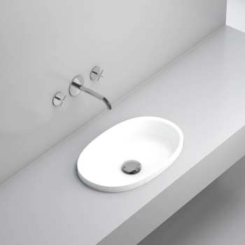 UMYWALKA WPUSZCZANA W BLAT OWALNA MARMUR OCHRONNA POWŁOKA ŻELKOTOWA 60cm