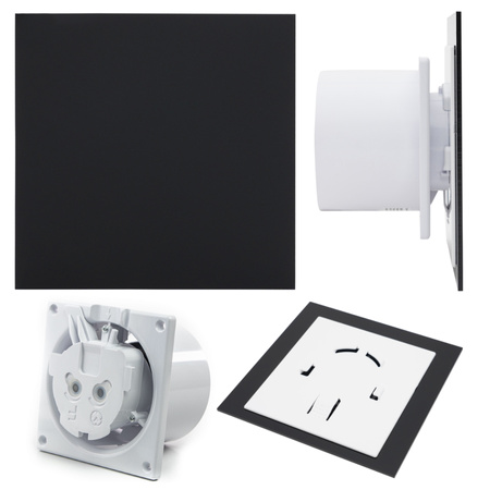 CICHY WENTYLATOR ŁAZIENKOWY 100 SUFITOWY ŚCIENNY 93 m3/h PANEL Czarny Mat 13562358949