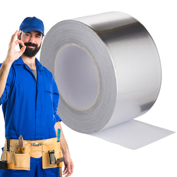 TAŚMA ALUMINIOWA GŁADKA TAŚMA SAMOPRZYLEPNA 72 mm 50 m TAŚMA SZARA MOCNA