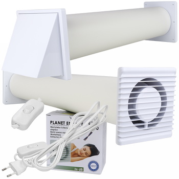 Zestaw wentylacyjny przez ścianę 100 Wywietrznik Ścienny WENTYLATOR WTYCZKĄ