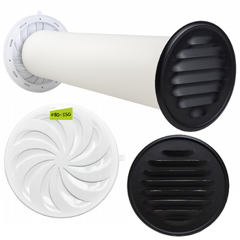 Zestaw wentylacyjny przez ścianę 100mm kratka Nawiewnik Ścienny regulowany