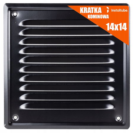 KRATKA WENTYLACYJNA ZEWNĘTRZNA 14x14 Kominowa Metalowa Z SIATKĄ CZARNA