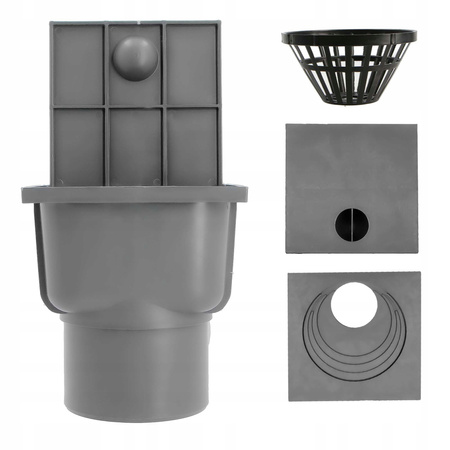 OSADNIK RYNNOWY SZARY DOLNY 110 czyszczak rynny ADAPTER 50 - 110 KOSZYK