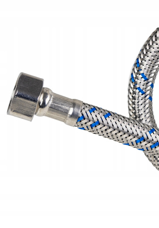 WĄŻ WĘŻYK W OPLOCIE NIERDZEWNY DO BATERII 3/8" x M10 60cm SOLIDNY USZCZELKI