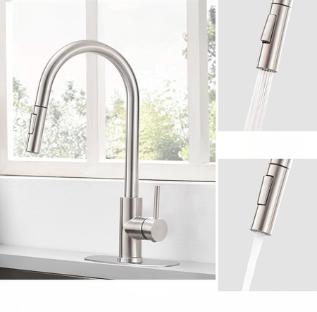 BATERIA KUCHENNA Z WYCIĄGANĄ WYLEWKĄ STOJĄCA ZMIANA NATRYSKU KRAN KUCHENNY