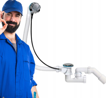 SYFON WANNOWY CHROMOWANY CHROM DO WANNY AUTOMATYCZNY POKRĘTŁO SOLIDNY