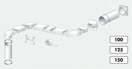 Wylot ścienny z okapem regulowany Ø80-Ø150 grafit