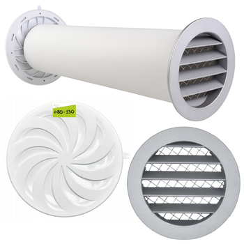 Zestaw wentylacyjny przez ścianę 100mm kratka Nawiewnik Ścienny regulowany