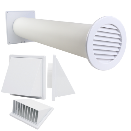 Zestaw wentylacyjny przez ścianę 100mm kratka Nawiewnik Ścienny 