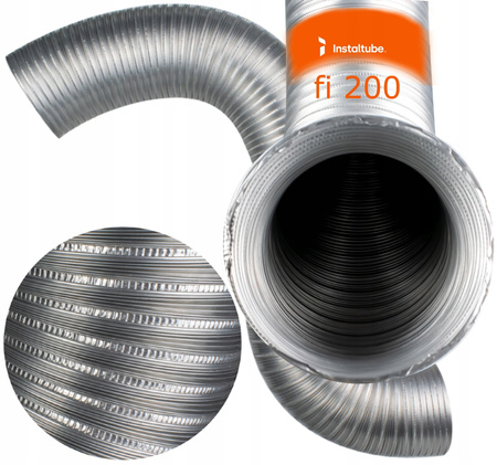 RURA SPIRO fi 200 mm ALUMINIOWA 1,5m GĘSTY SPLOT Kanał Wentylacyjny 200