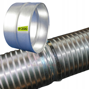 NYPEL DO RURY SPIRO fi 200 mm ŁĄCZNIK PRZEWODU WENTYLACYJNEGO ZŁĄCZKA OCYNK