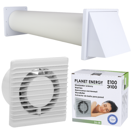 Zestaw wentylacyjny przez ścianę 100 WYWIETRZNIK Ścienny Wentylator Wyciąg