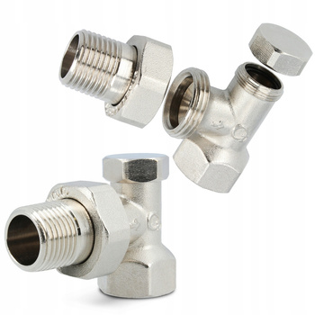 ZAWÓR GRZEJNIKOWY KĄTOWY ODCINAJĄCY 1/2" POWROTNY NIKLOWANY DO GRZEJNIKA