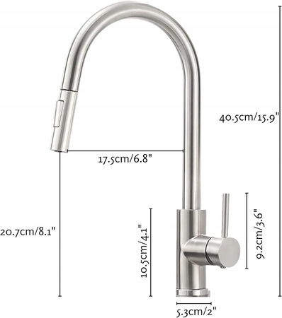 BATERIA KUCHENNA Z WYCIĄGANĄ WYLEWKĄ STOJĄCA ZMIANA NATRYSKU KRAN KUCHENNY