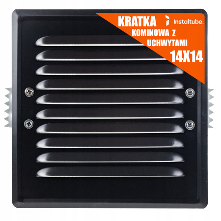 KRATKA WENTYLACYJNA ZEWNĘTRZNA 14x14 Kominowa Metalowa CZARNA Z ŁAPKAMI