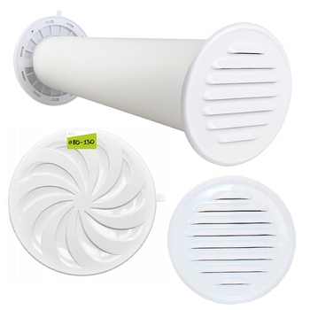 Zestaw wentylacyjny przez ścianę 100mm kratka Nawiewnik Ścienny regulowany