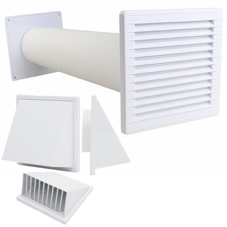 Zestaw wentylacyjny przez ścianę 100mm kratka Nawiewnik Ścienny 