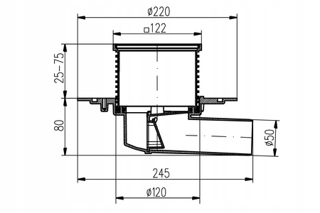 KRATKA ŚCIEKOWA Z SYFONEM 50 Kratka Odpływowa 12x12 SUCHY SYFON ANTYZAPACH