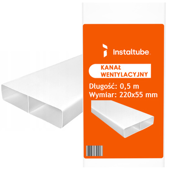 KANAŁ WENTYLACYJNY PŁASKI 220x55 PROSTOKĄTNY 0,5 m DO WENTYLACJI