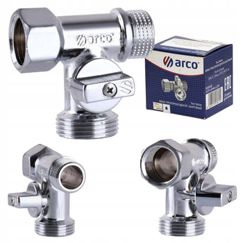 TRÓJNIK 1/2x1/2" Z ZAWOREM 3/4" ZAWÓR DO PRALKI