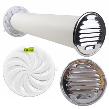 Zestaw wentylacyjny przez ścianę 100mm kratka Nawiewnik Ścienny regulowany