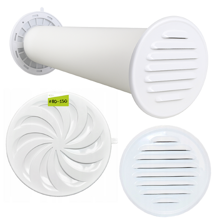 Zestaw wentylacyjny przez ścianę 100mm kratka Nawiewnik Ścienny regulowany