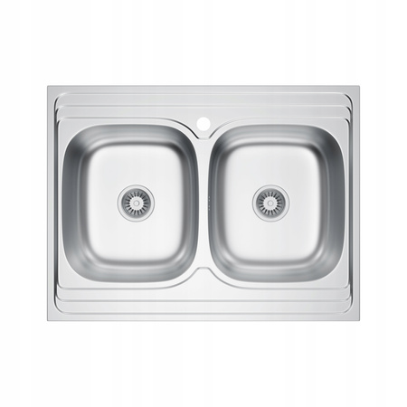 ZLEWOZMYWAK DWUKOMOROWY NAKŁADANY STALOWY ZLEW KUCHENNY INOX 80x60