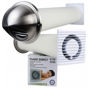 Zestaw wentylacyjny przez ścianę 100 WYWIETRZNIK Ścienny Wentylator Wyciąg