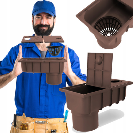 OSADNIK RYNNOWY RYNNY BRĄZOWY DOLNY 110 czyszczak ADAPTER 50 - 110 KOSZYK