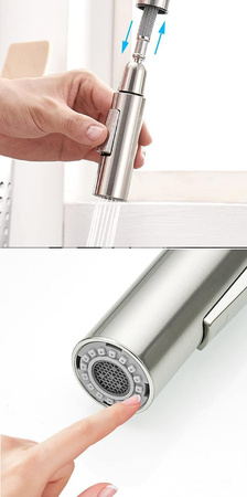 BATERIA KUCHENNA Z WYCIĄGANĄ WYLEWKĄ STOJĄCA ZMIANA NATRYSKU KRAN KUCHENNY