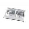 ZLEWOZMYWAK DWUKOMOROWY NAKŁADANY STALOWY ZLEW KUCHENNY INOX 80x60