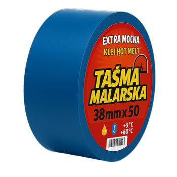 TAŚMA PAPIEROWA MALARSKA NIEBIESKA 38x50 BLUE MASKING do odcinania kolorów