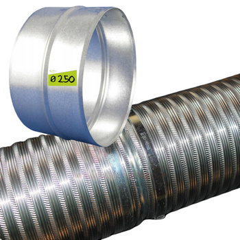 NYPEL DO RURY SPIRO fi 250 mm ŁĄCZNIK PRZEWODU WENTYLACYJNEGO ZŁĄCZKA OCYNK