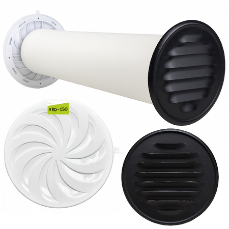 Zestaw wentylacyjny przez ścianę 100mm kratka Nawiewnik Ścienny regulowany