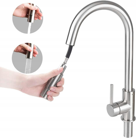 BATERIA KUCHENNA Z WYCIĄGANĄ WYLEWKĄ STOJĄCA ZMIANA NATRYSKU KRAN KUCHENNY