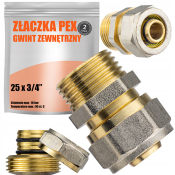 ZŁĄCZKA PEX 25 x 3/4 GZ SKRĘCANA PROSTA NYPEL MUFA ŁĄCZNIK ZŁĄCZE SKRĘTANA