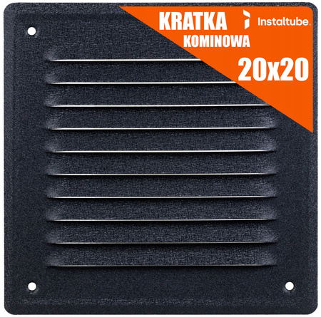KRATKA WENTYLACYJNA ZEWNĘTRZNA 20x20 Kominowa Metalowa Na Komin CZARNY MAT