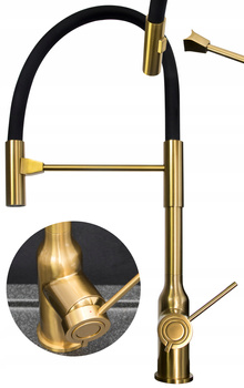 BATERIA KUCHENNA Z WYCIĄGANĄ WYLEWKĄ CZARNA ZŁOTA