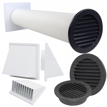 Zestaw wentylacyjny przez ścianę 100mm kratka Nawiewnik Ścienny 