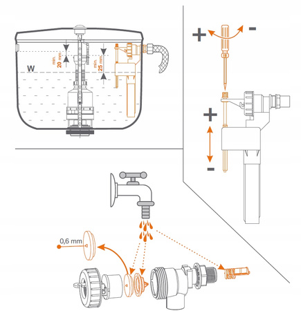 Zawór Napełniający PŁYWAK Do Spłuczki Cersanit Roca Koło WC 3/8 Mosiężny
