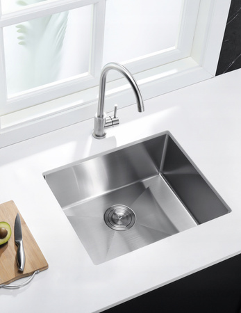 ZLEWOZMYWAK JEDNOKOMOROWY ZLEW KUCHENNY STALOWY 49x44 cm STAL INOX + SYFON
