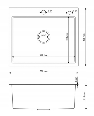 ZLEWOZMYWAK JEDNOKOMOROWY INOX ZLEW KUCHENNY NABLATOWY 60x50 SYFON DOZOWNIK