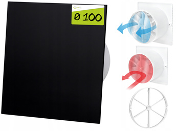 CICHY WENTYLATOR ŁAZIENKOWY 100 CZARNY POŁYSK Z ZAWOREM ZWROTNYM 93 m3h 11W 15015892446